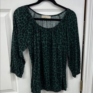 Michael Kors Dark Green Animal Print Blouse